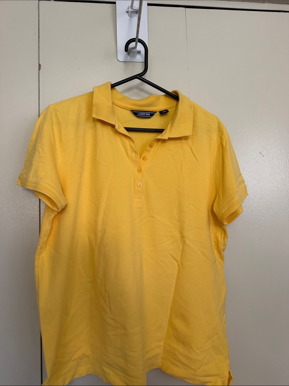 Lands' End Yellow Polo Shirt - M - Classic Women’s Short Sleeves